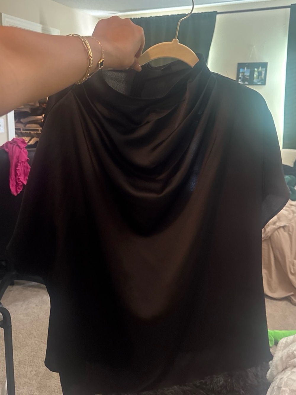 SHEIN Black Cowl Neck Blouse